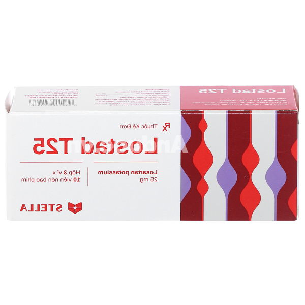Lostad T25 trị tăng huyết áp, suy tim, nhồi máu cơ tim (3 vỉ x 10 viên)