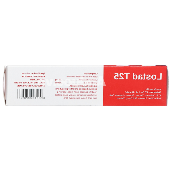 Lostad T25 trị tăng huyết áp, suy tim, nhồi máu cơ tim (3 vỉ x 10 viên)