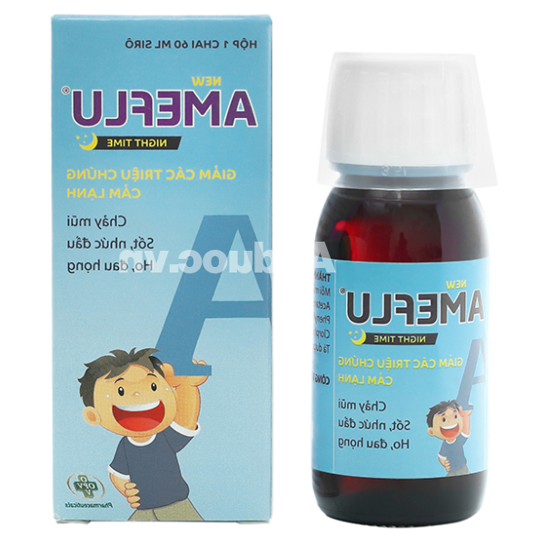 Siro New Ameflu Night Time giảm các triệu chứng cảm lạnh thông thường chai 60ml