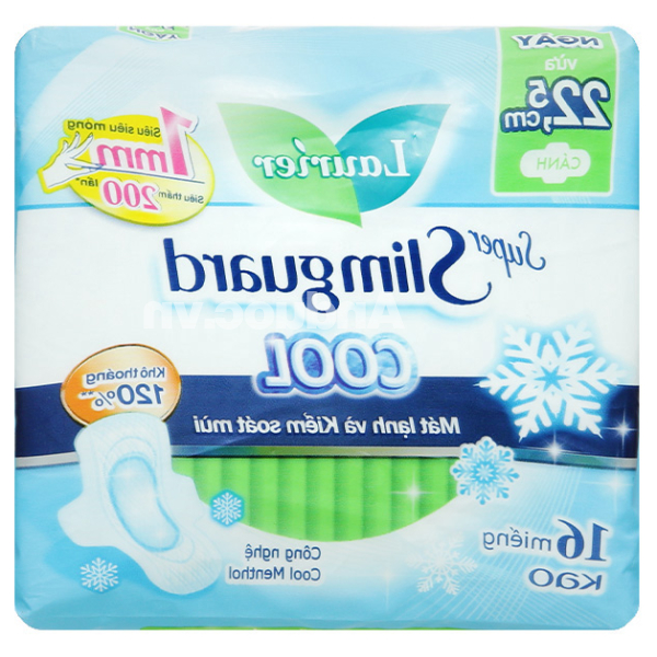 Băng vệ sinh Laurier Super Slimguard Cool siêu mỏng có cánh gói 16 miếng