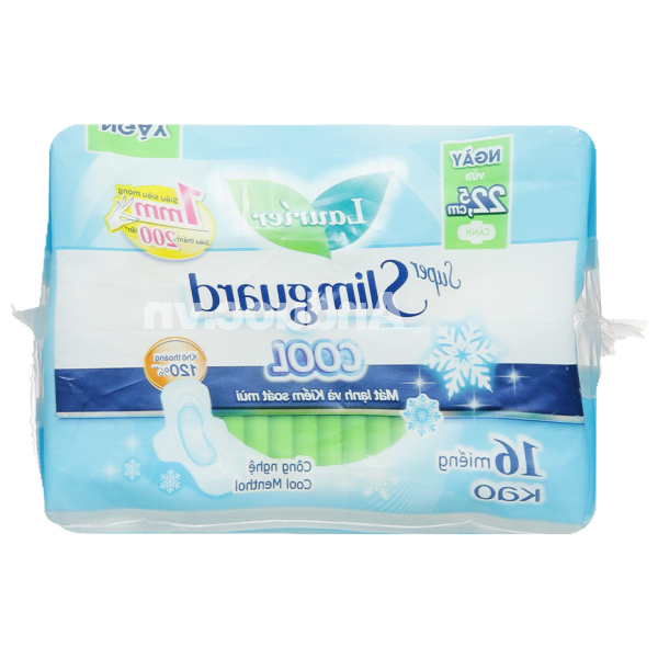 Băng vệ sinh Laurier Super Slimguard Cool siêu mỏng có cánh gói 16 miếng