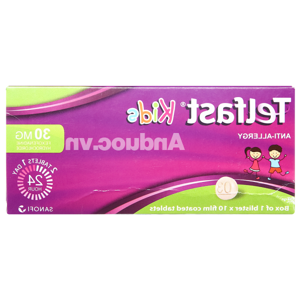 Telfast Kids 30mg trị viêm mũi dị ứng, mày đay cho bé (1 vỉ x 10 viên)