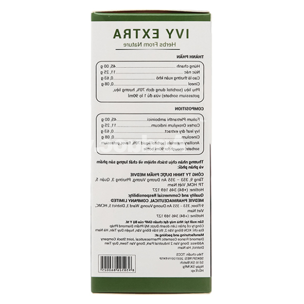 Siro Ivy Extra hỗ trợ giảm ho, bổ phổi chai 90ml