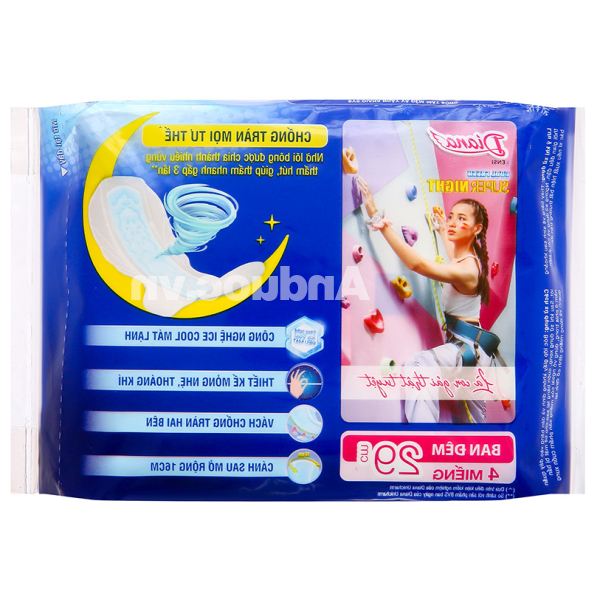 Băng vệ sinh ban đêm Diana Sensi Cool Fresh có cánh gói 4 miếng