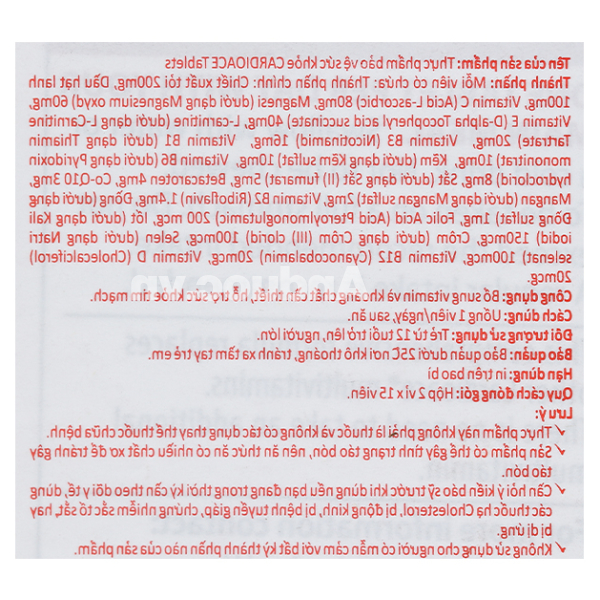 Vitabiotics Cardioace hỗ trợ tim mạch hộp 30 viên