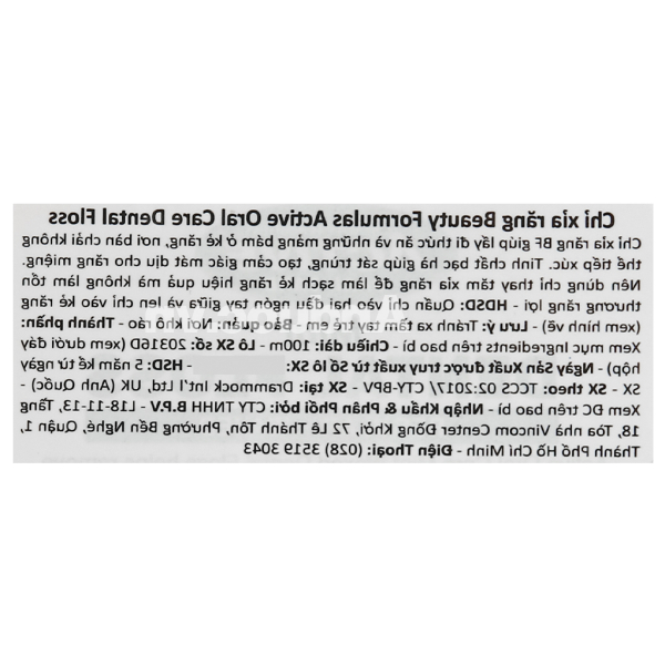 Chỉ nha khoa Beauty Formulas Active Oral Care cuộn 100m