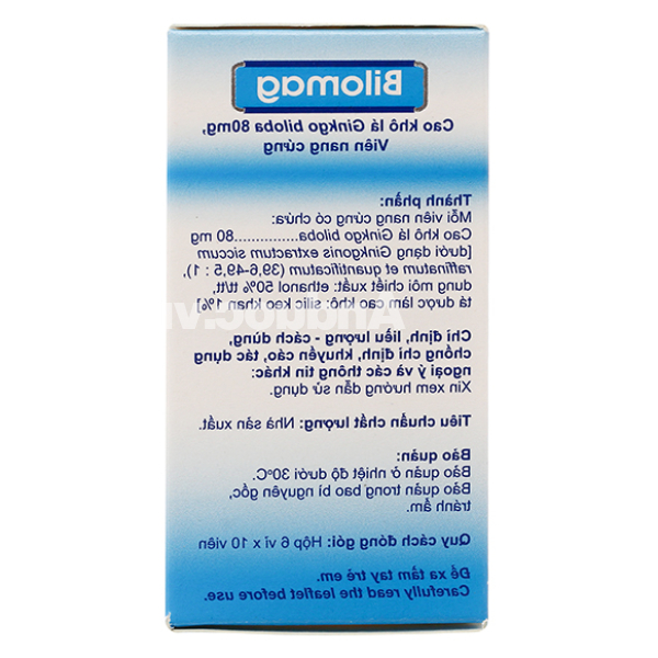 Bilomag 80mg trị rối loạn tuần hoàn máu não và ngoại biên (6 vỉ x 10 viên)