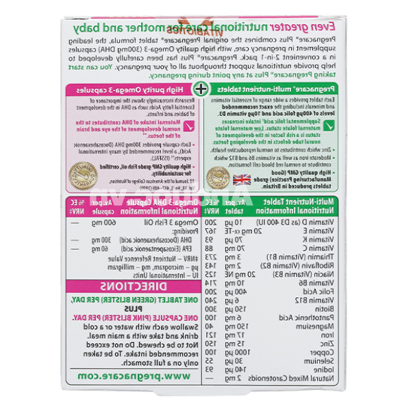Pregnacare Plus Omega 3 vitamin & khoáng chất cho bà bầu hộp 56 viên
