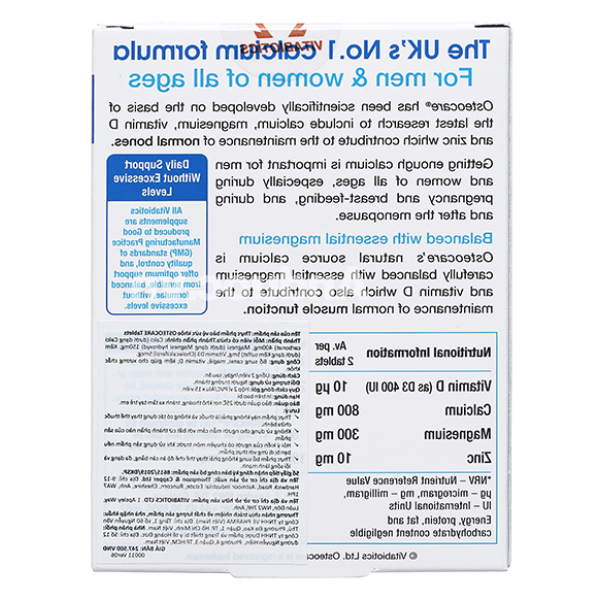 Vitabiotics Osteocare giúp xương chắc khỏe hộp 30 viên