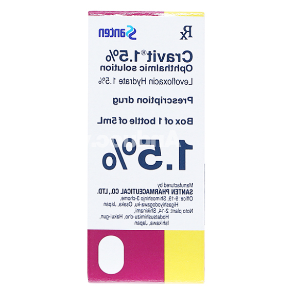 Dung dịch nhỏ mắt Cravit 1.5% trị nhiễm khuẩn mắt lọ 5ml