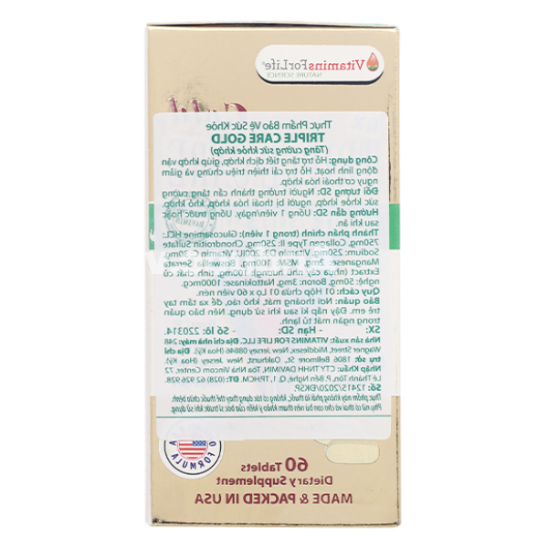 Triple Care Gold tạo độ nhờn và dẻo dai cho khớp hộp 60 viên