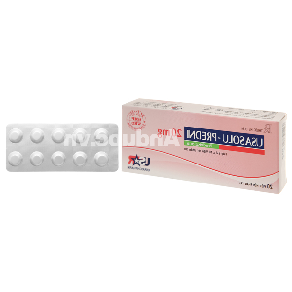 UsaSolu-Predni 20mg hỗ trợ kháng viêm, ức chế miễn dịch (2 vỉ x 10 viên)