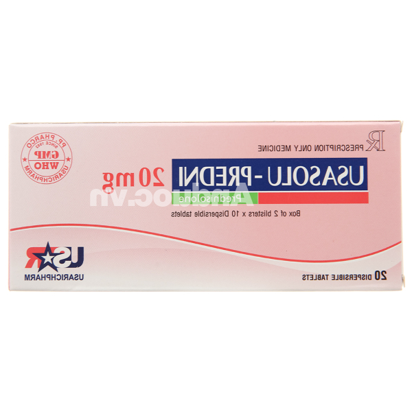 UsaSolu-Predni 20mg hỗ trợ kháng viêm, ức chế miễn dịch (2 vỉ x 10 viên)