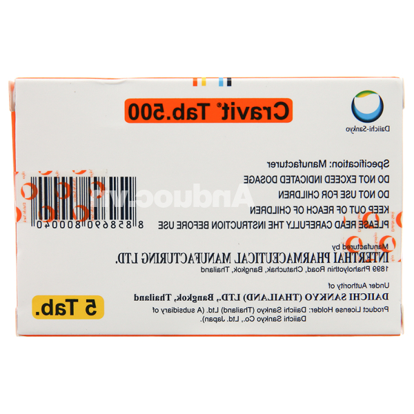 Cravit Tab.500 trị nhiễm khuẩn (1 vỉ x 5 viên)