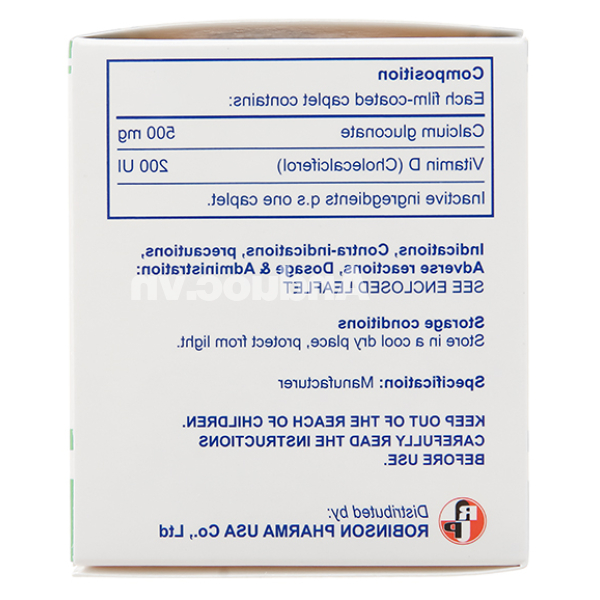 Calcium D Robinson Pharma trị loãng xương, còi xương (10 vỉ x 10 viên)