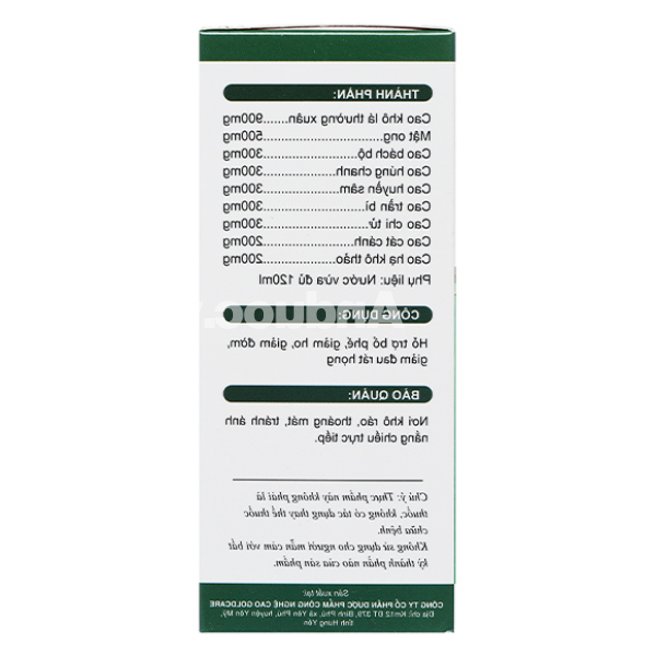 Siro Cali USA Alpes hỗ trợ giảm ho, bổ phổi chai 120ml