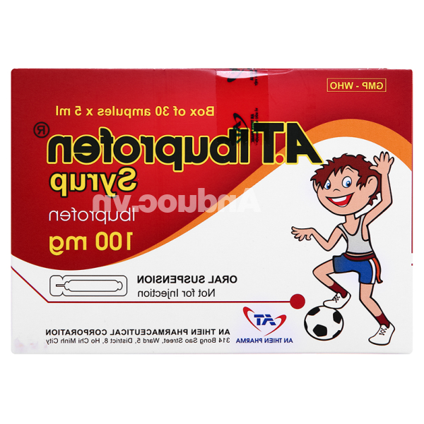 Hỗn dịch uống A.T Ibuprofen Syrup 100mg/5ml giảm đau, kháng viêm (30 ống x 5ml)