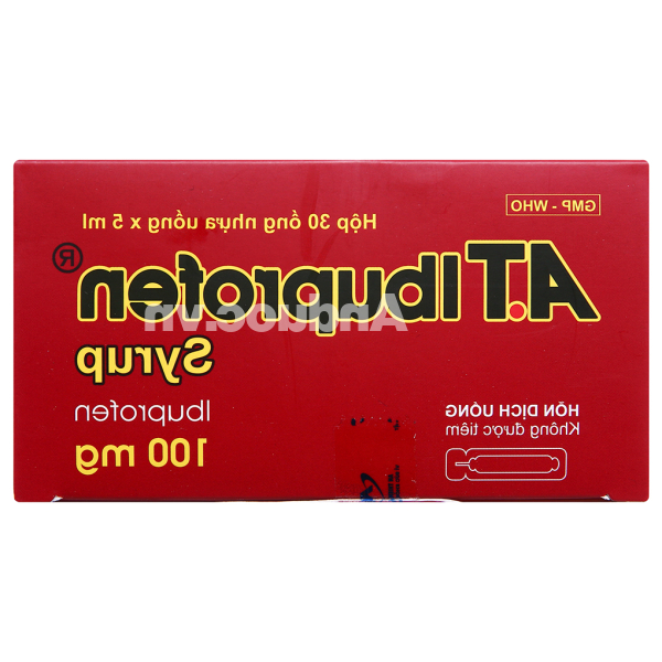 Hỗn dịch uống A.T Ibuprofen Syrup 100mg/5ml giảm đau, kháng viêm (30 ống x 5ml)