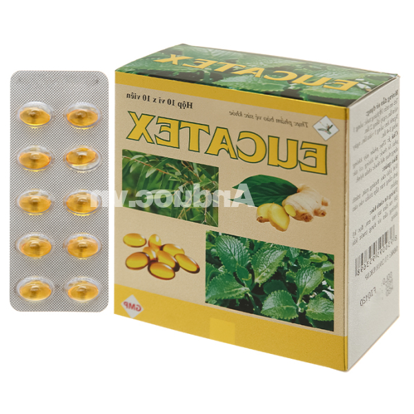 Eucatex vàng hỗ trợ giảm ho, đau rát họng hộp 100 viên