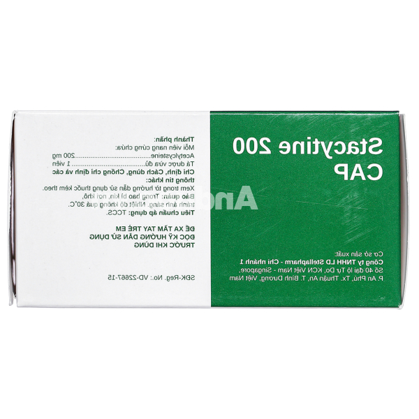 Stacytine 200 Cap tiêu nhầy trong bệnh lý hô hấp (10 vỉ x 10 viên)