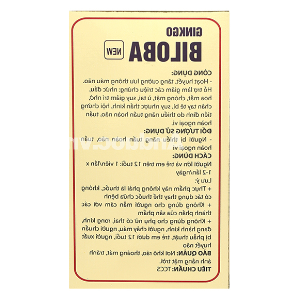 Ginkgo Biloba New tăng cường lưu thông máu não hộp 100 viên