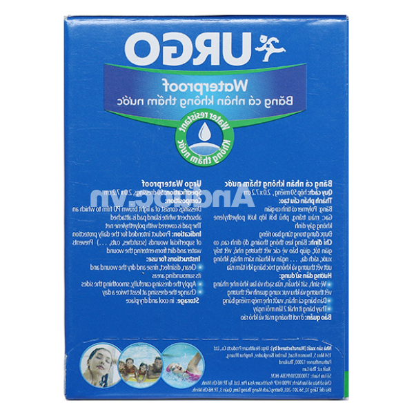 Băng cá nhân không thấm nước Urgo Waterproof (2 x 7.2cm) hộp 50 miếng