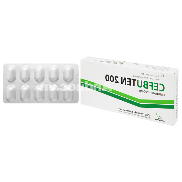 Cefbuten 200 trị nhiễm khuẩn (1 vỉ x 10 viên)