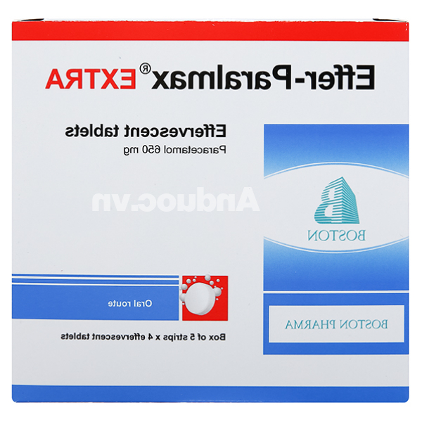 Viên sủi Effer-Paralmax Extra 650mg giảm đau, hạ sốt từ nhẹ đến vừa (5 vỉ x 4 viên)
