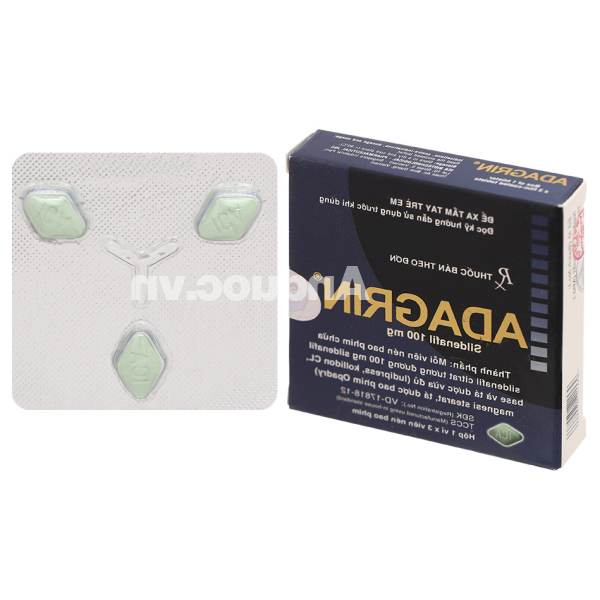 Adagrin 100mg trị rối loạn cương dương (1 vỉ x 3 viên)
