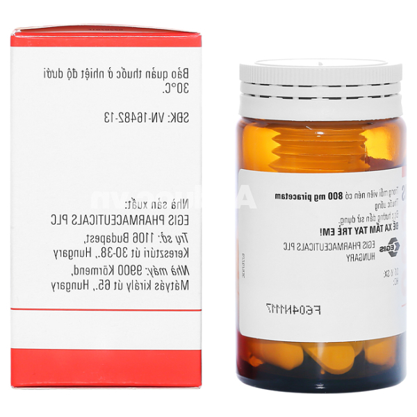 Piracetam EGIS 800mg trị hội chứng tâm thần thực thể lọ 30 viên