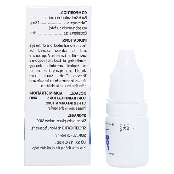 Dung dịch nhỏ mắt Torexvis 0.3% trị nhiễm khuẩn mắt lọ 5ml