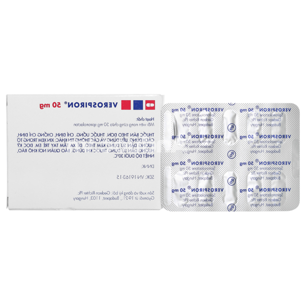 Verospiron 50mg trị phù, tăng huyết áp (3 vỉ x 10 viên)