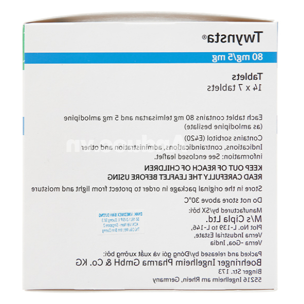 Twynsta 80mg/5mg trị tăng huyết áp (14 vỉ x 7 viên)