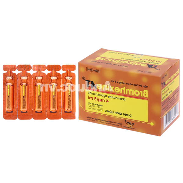 Dung dịch uống A.T Bromhexine 4mg/5ml loãng đàm trong bệnh lý hô hấp (30 ống x 5ml)