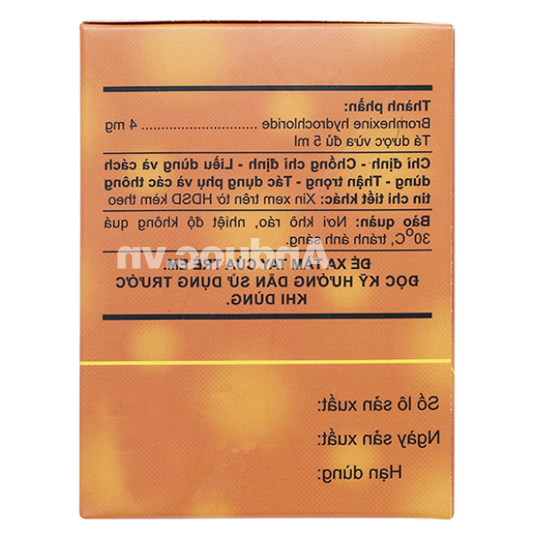 Dung dịch uống A.T Bromhexine 4mg/5ml loãng đàm trong bệnh lý hô hấp (30 ống x 5ml)