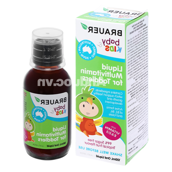 Siro Brauer Liquid Multivitamin bổ sung vitamin cho bé 1 - 3 tuổi chai 100ml