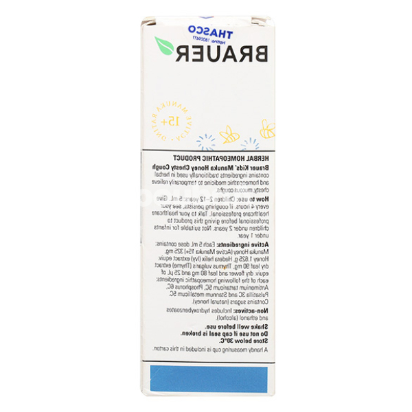 Siro Brauer Kids Manuka Honey Chesty Cough hỗ trợ giảm ho hộp 1 chai x 100ml