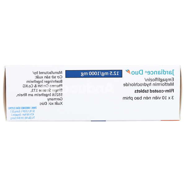 Jardiance Duo 12.5mg/1000mg trị đái tháo đường (3 vỉ x 10 viên)