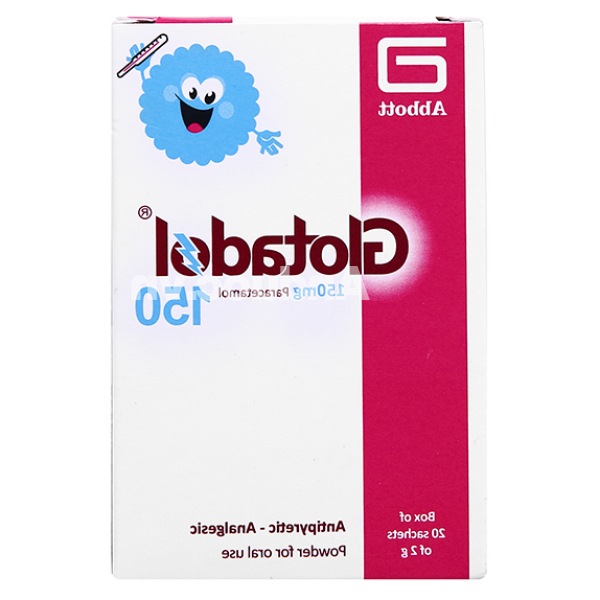 Bột pha hỗn dịch uống Glotadol 150 giảm đau, hạ sốt (20 gói x 2g)