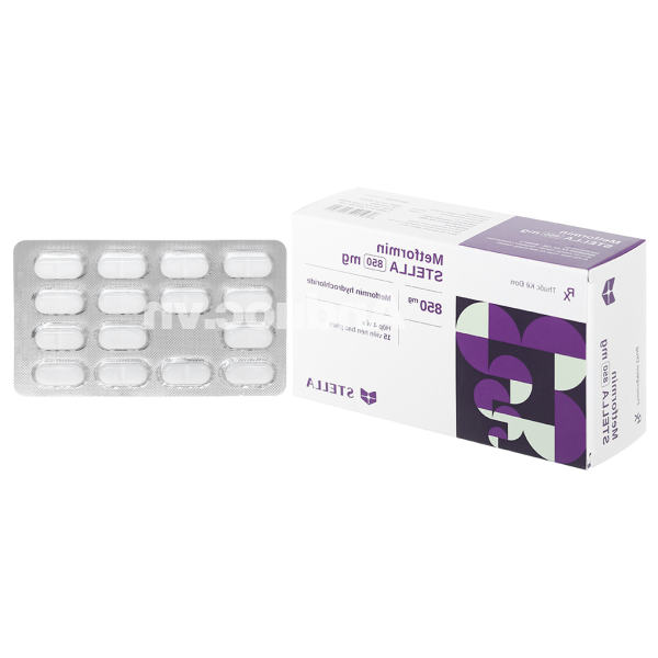 Metformin Stella 850mg trị đái tháo đường (4 vỉ x 15 viên)