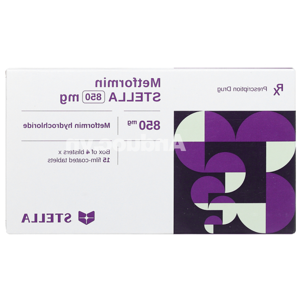 Metformin Stella 850mg trị đái tháo đường (4 vỉ x 15 viên)