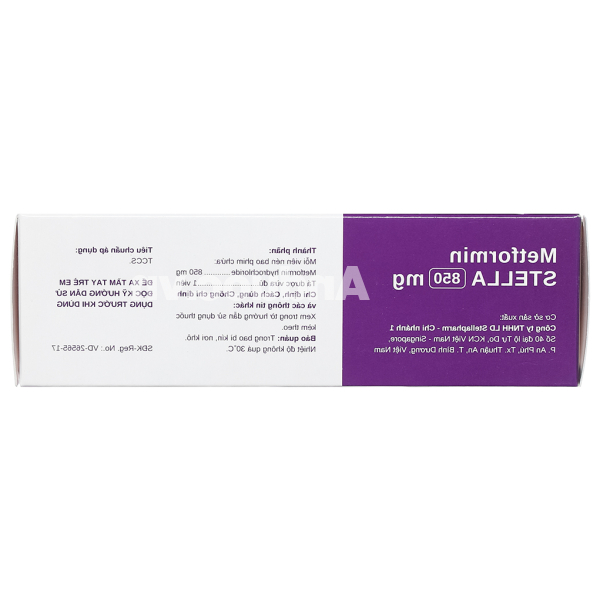 Metformin Stella 850mg trị đái tháo đường (4 vỉ x 15 viên)