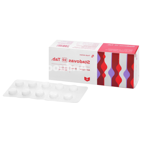 Stadovas 10 Tab trị tăng huyết áp, đau thắt ngực (3 vỉ x 10 viên)