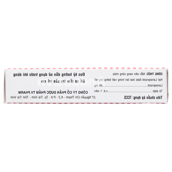 TV.Lansoprazol 30mg trị loét dạ dày, tá tràng, viêm thực quản (3 vỉ x 10 viên)