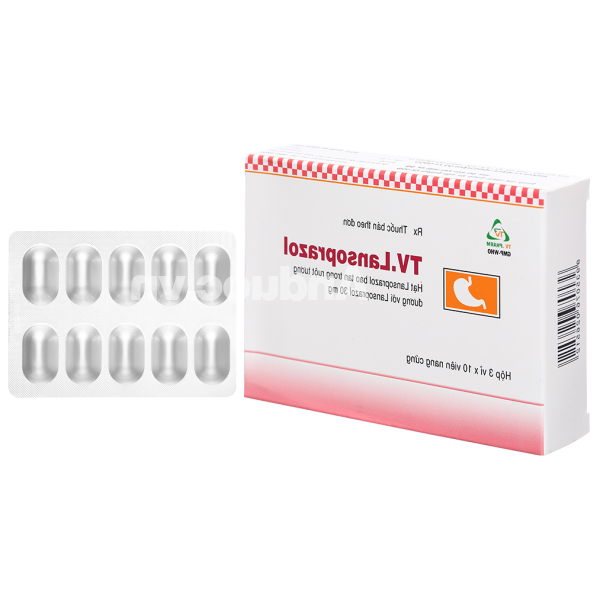 TV.Lansoprazol 30mg trị loét dạ dày, tá tràng, viêm thực quản (3 vỉ x 10 viên)