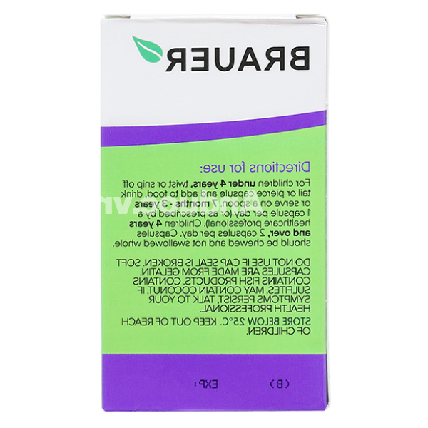 Brauer Ultra Pure DHA hỗ trợ trí não, bổ mắt cho bé chai 60 viên
