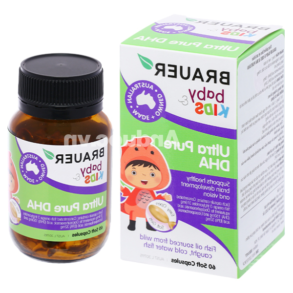 Brauer Ultra Pure DHA hỗ trợ trí não, bổ mắt cho bé chai 60 viên