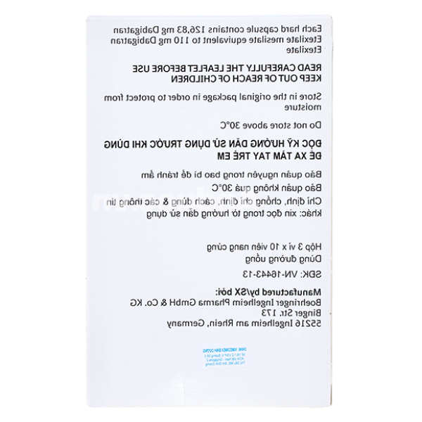 Pradaxa 110mg phòng và trị huyết khối (3 vỉ x 10 viên)