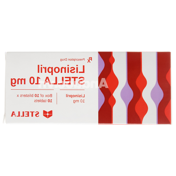 Lisinopril Stella 10mg trị tăng huyết áp, suy tim (10 vỉ x 10 viên)