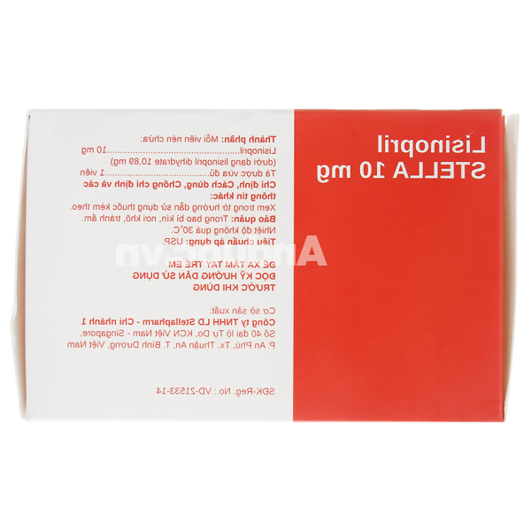Lisinopril Stella 10mg trị tăng huyết áp, suy tim (10 vỉ x 10 viên)